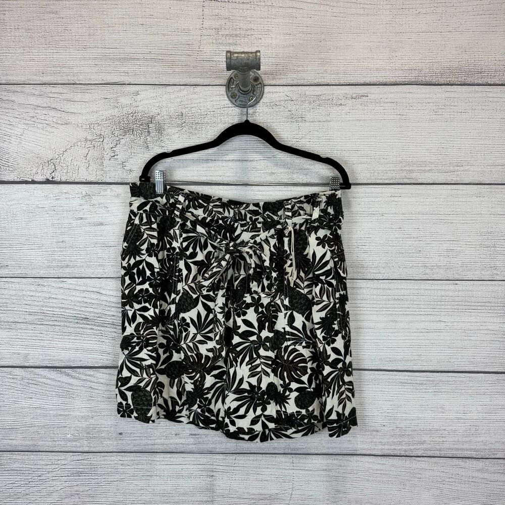 A New Approach Plus Size Linen Blend Palm Print Summer Shorts Size 1X